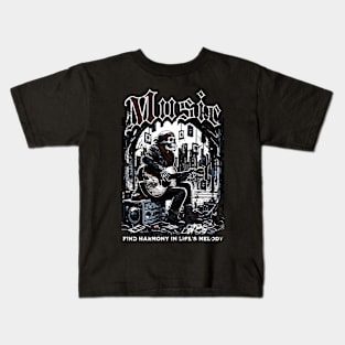 Music Skeleton Playing Guitar Kids T-Shirt